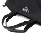 Prada 2-Way Tote Shoulder Bag Nylon Leather Nero Silver — view 5