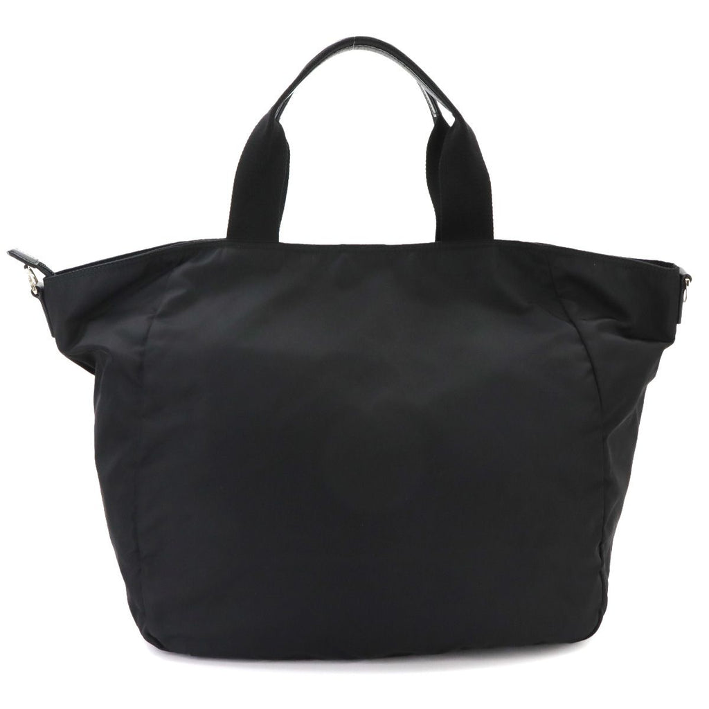 Prada 2-Way Tote Shoulder Bag Nylon Leather Nero Silver — view 2