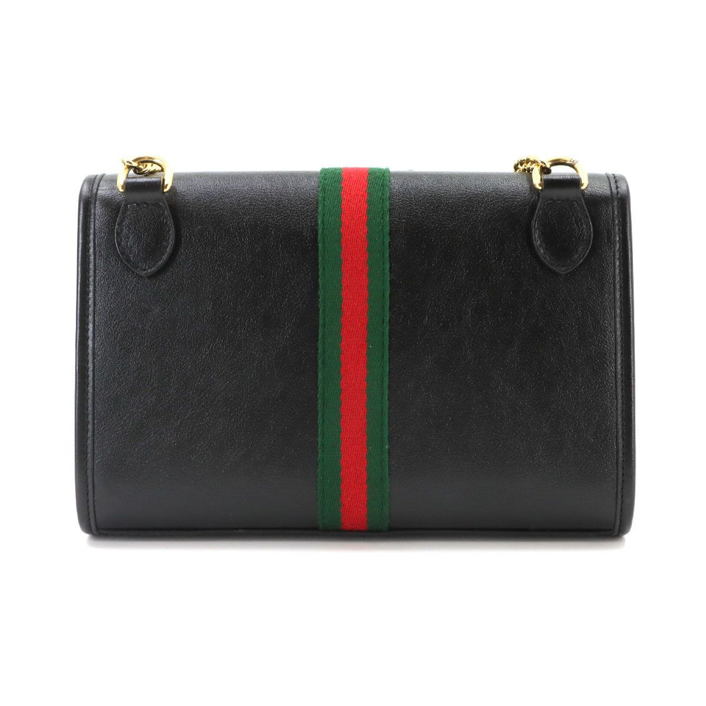 Gucci Rajah Chain Shoulder Bag Leather Black Gold — view 2