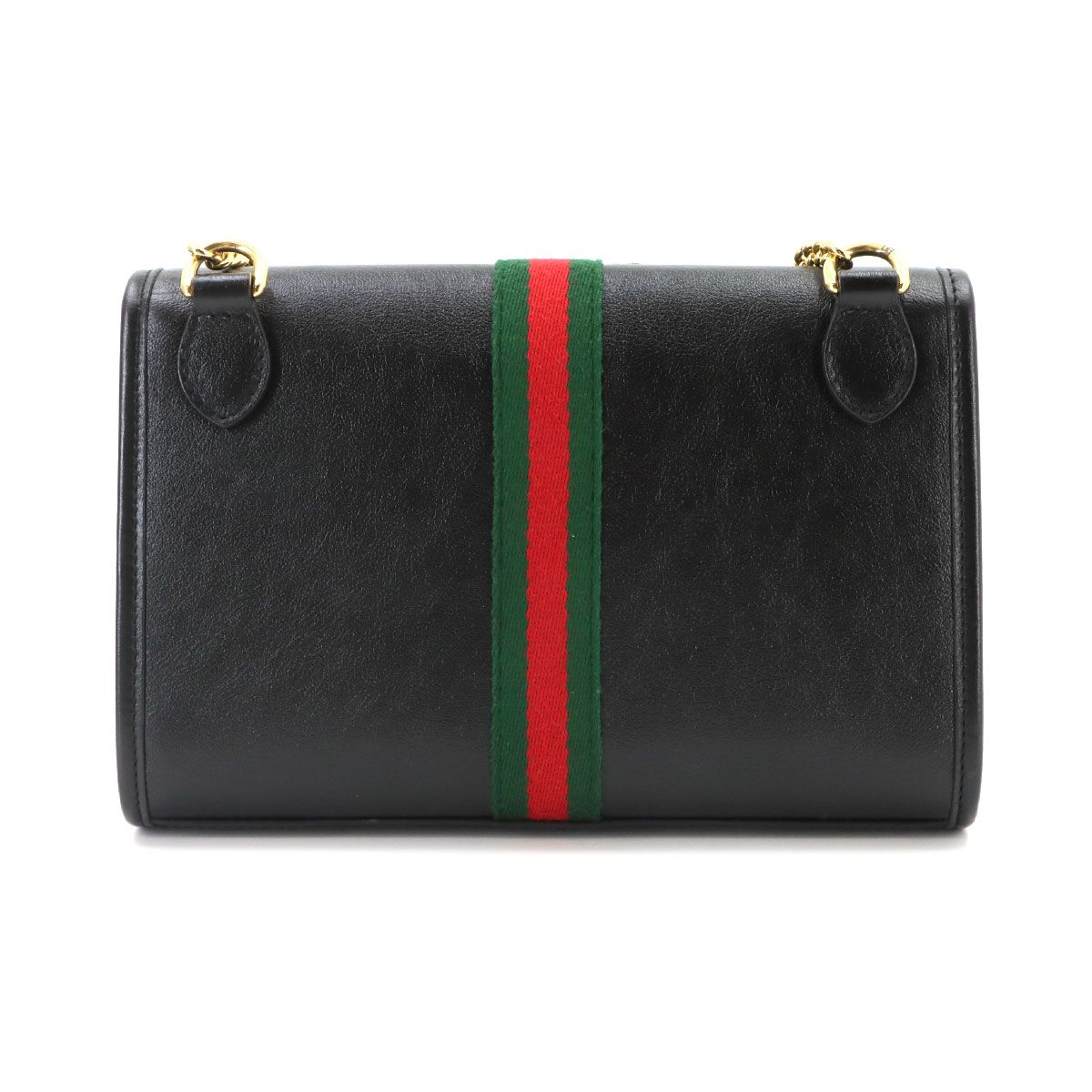 Gucci Rajah Chain Shoulder Bag Leather Black Gold — view 2