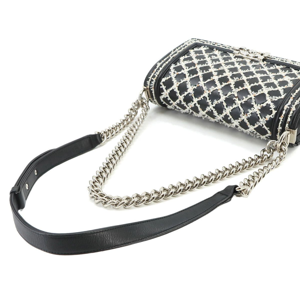 Chanel Boy Small Chain Shoulder Bag Lambskin Black Sequins — view 6