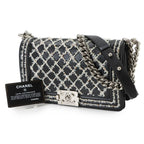Chanel Boy Small Chain Shoulder Bag Lambskin Black Sequins — view 2