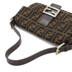 Fendi Zucca Mamma Baguette Shoulder Bag Canvas Leather Brown Silver — view 5