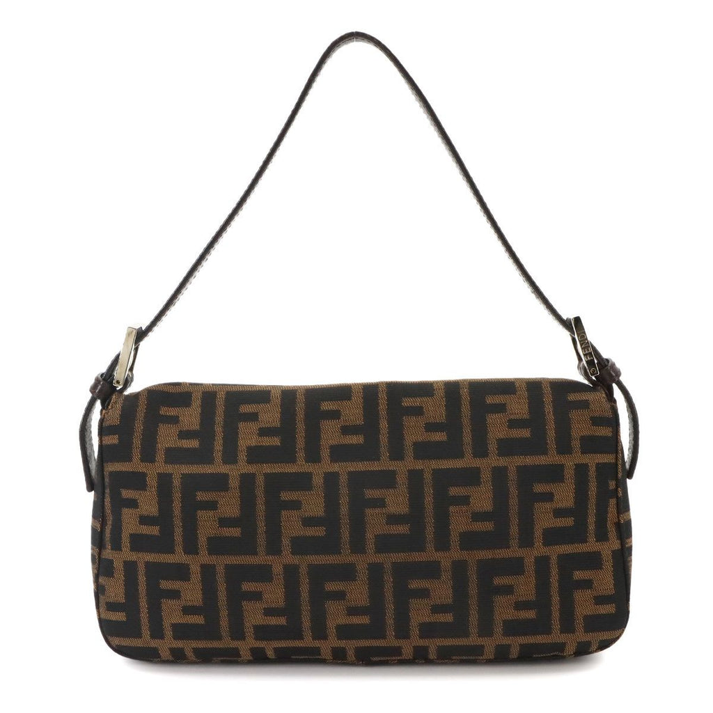 Fendi Zucca Mamma Baguette Shoulder Bag Canvas Leather Brown Silver — view 2