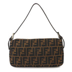 Fendi Zucca Mamma Baguette Shoulder Bag Canvas Leather Brown Silver — view 2