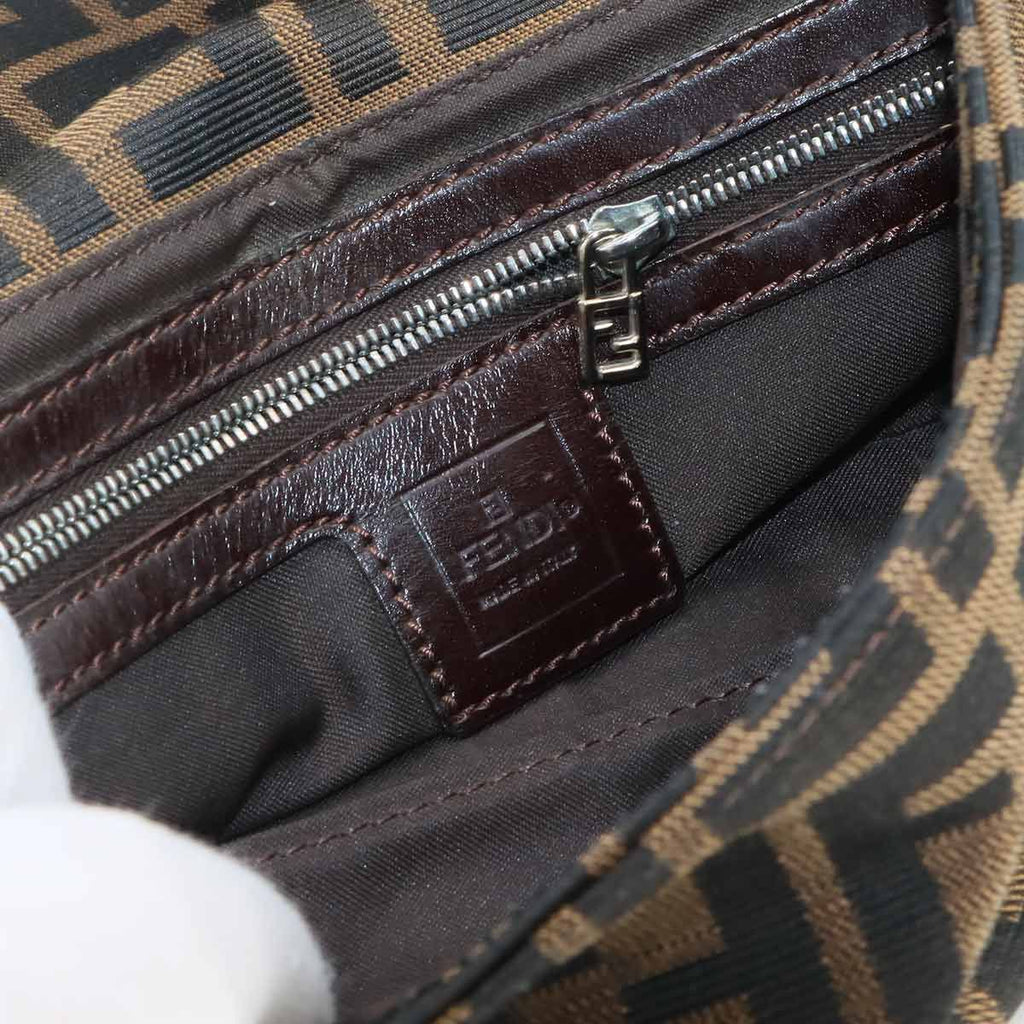 Fendi Zucca Mamma Baguette Shoulder Bag Canvas Leather Brown Silver — view 7