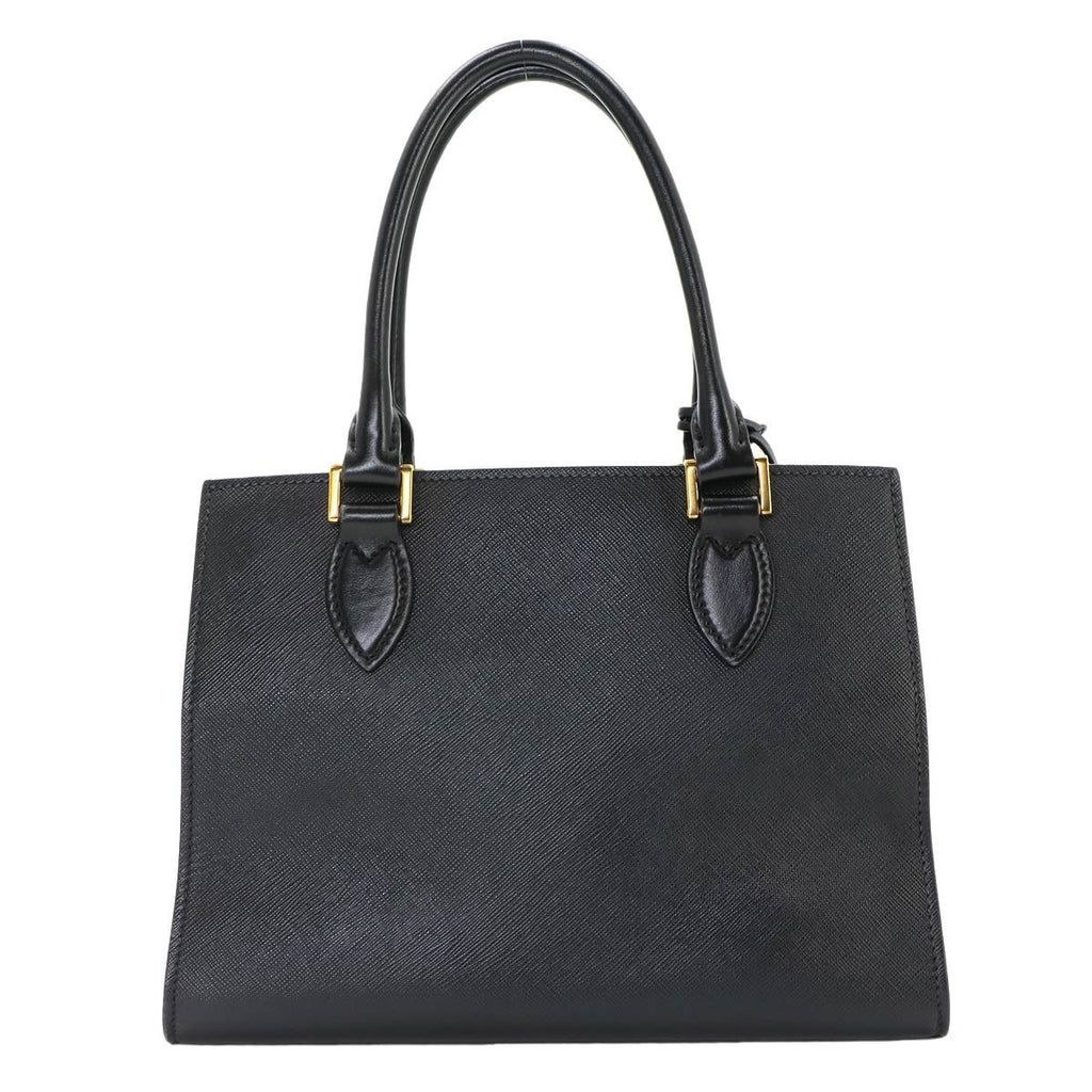 Prada Saffiano 2-Way Bag Leather Nero Black Gold Hand Bag — view 2