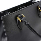 Prada Saffiano 2-Way Bag Leather Nero Black Gold Hand Bag — view 8