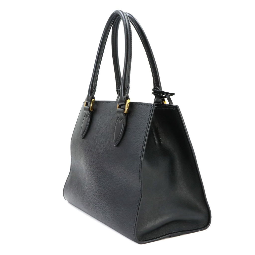 Prada Saffiano 2-Way Bag Leather Nero Black Gold Hand Bag — view 3