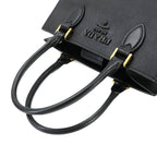 Prada Saffiano 2-Way Bag Leather Nero Black Gold Hand Bag — view 5