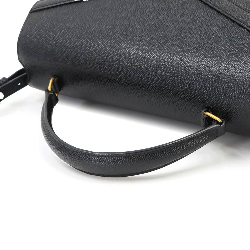 Saint Laurent Cassandra Top Handle Medium 2-Way Bag Leather Black — view 6