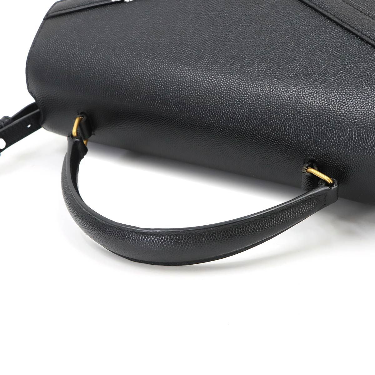 Saint Laurent Cassandra Top Handle Medium 2-Way Bag Leather Black — view 6
