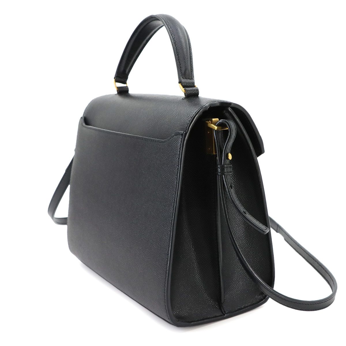 Saint Laurent Cassandra Top Handle Medium 2-Way Bag Leather Black — view 4