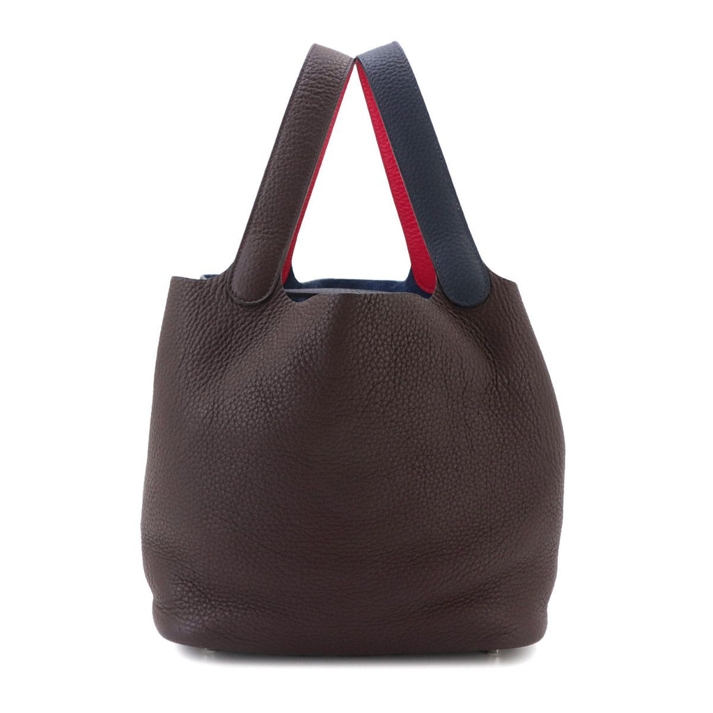 Hermes Picotin Lock 22 Casaque 2 Hand Bag Taurillon Clemence Bleu Nuit Rouge — view 3