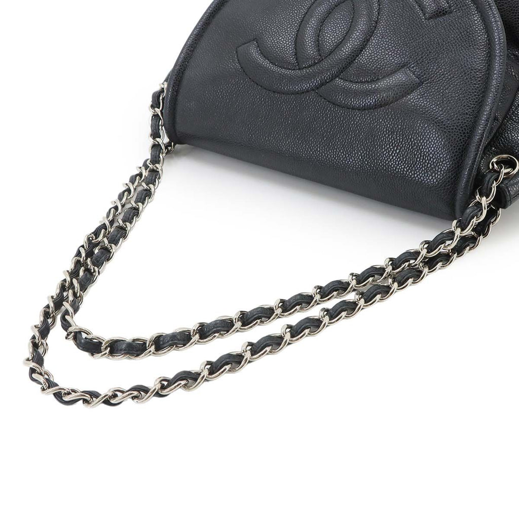 Chanel Half Moon Chain Shoulder Bag Caviar Leather Black Silver — view 5
