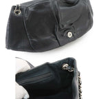 Chanel Half Moon Chain Shoulder Bag Caviar Leather Black Silver — view 8