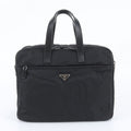 Prada White Tag Tessuto Nylon Triangle Logo Leather Business Tote