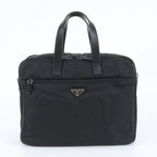 Prada White Tag Tessuto Nylon Triangle Logo Leather Business Tote