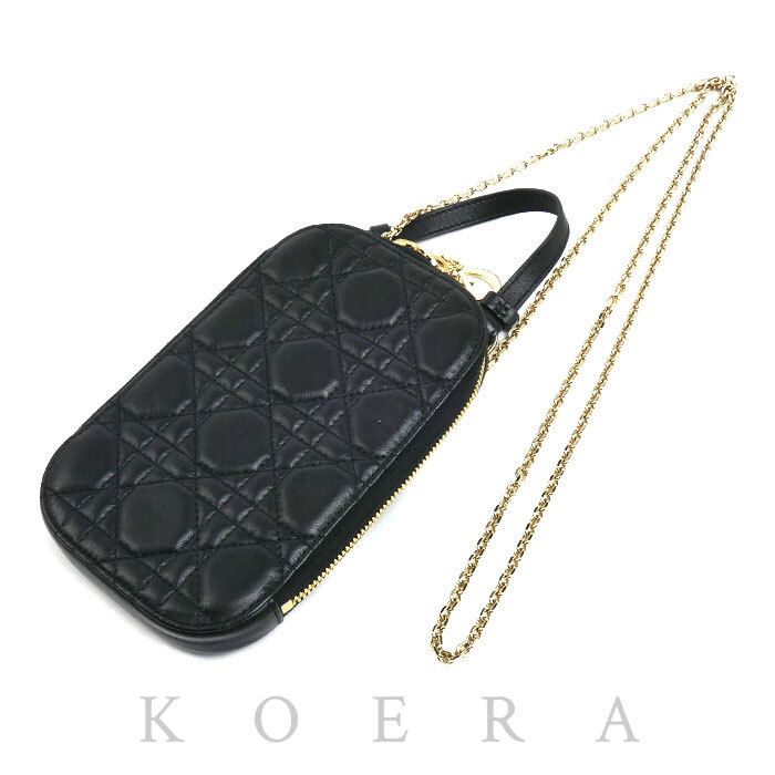 Dior Cannage Phone Pouch Shoulder Bag Black