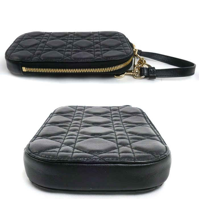 Dior Cannage Phone Pouch Shoulder Bag Black — view 3