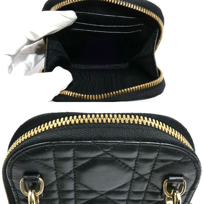 Dior Cannage Phone Pouch Shoulder Bag Black — view 4