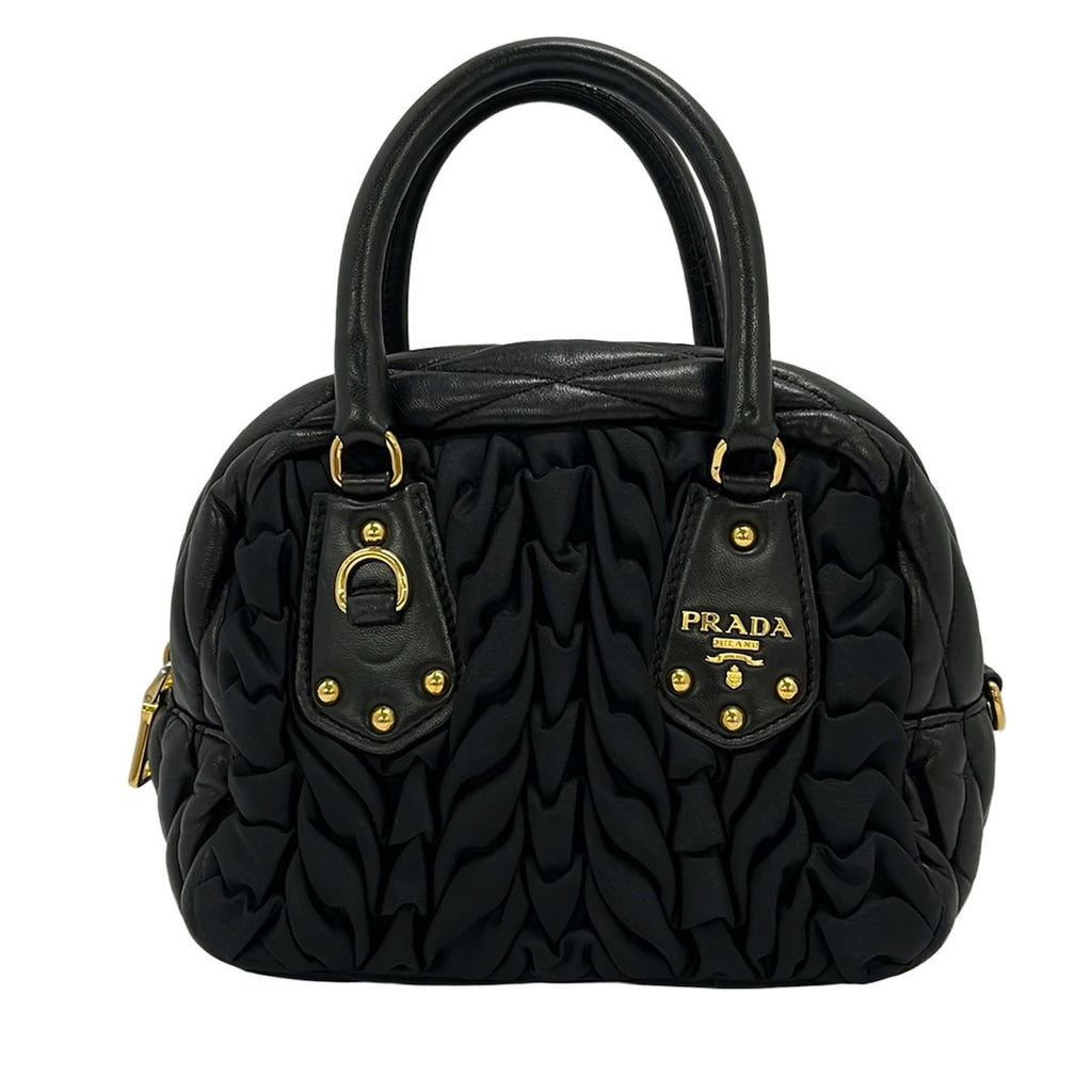 Prada Gathered Black Mini Bag Leather