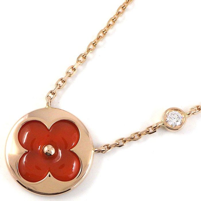 Louis Vuitton Necklace Sun Color Blossom BB Carnelian Point Diamond 18k Pink