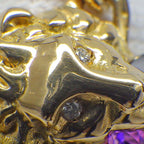 Gucci Bracelet Lion Head 1 Point Oval Amethyst 2 Diamond 18k Yellow Gold 16 — view 6