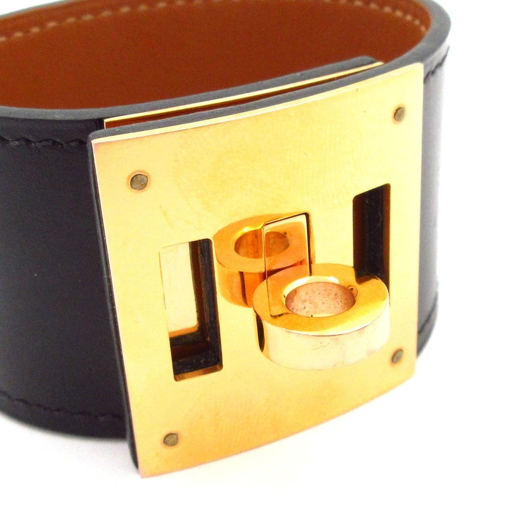 Hermes Bracelet Kelly Dog Leather Black Gold — view 3