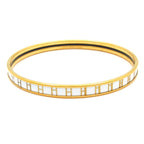 Hermes Bangle Enamel Gold White Op'h Bracelet
