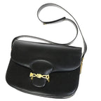 Celine Carriage Shoulder Bag Black Gold Leather