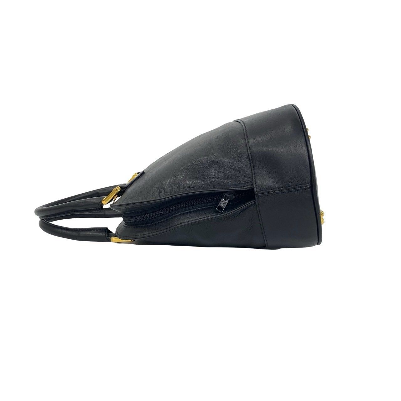 Loewe Vintage Anagram Logo Leather Round Zip Mini Boston Bag Black — view 5