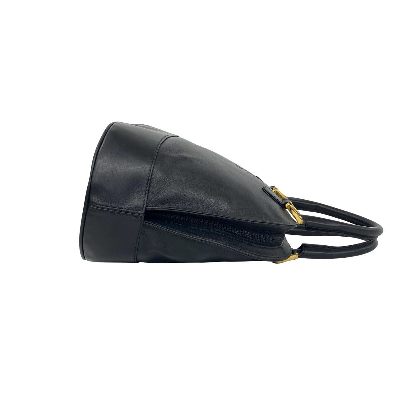 Loewe Vintage Anagram Logo Leather Round Zip Mini Boston Bag Black — view 6