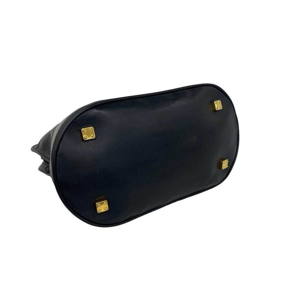 Loewe Vintage Anagram Logo Leather Round Zip Mini Boston Bag Black — view 7