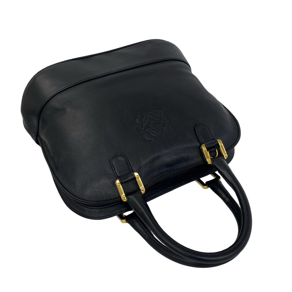 Loewe Vintage Anagram Logo Leather Round Zip Mini Boston Bag Black — view 4