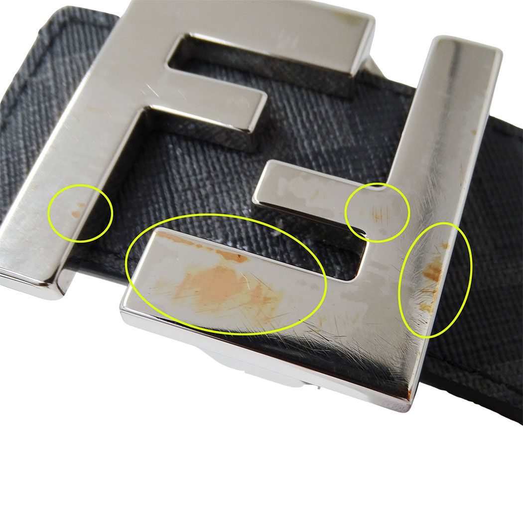 Fendi Belt Leather FF Square Black Reversible Logo — view 7