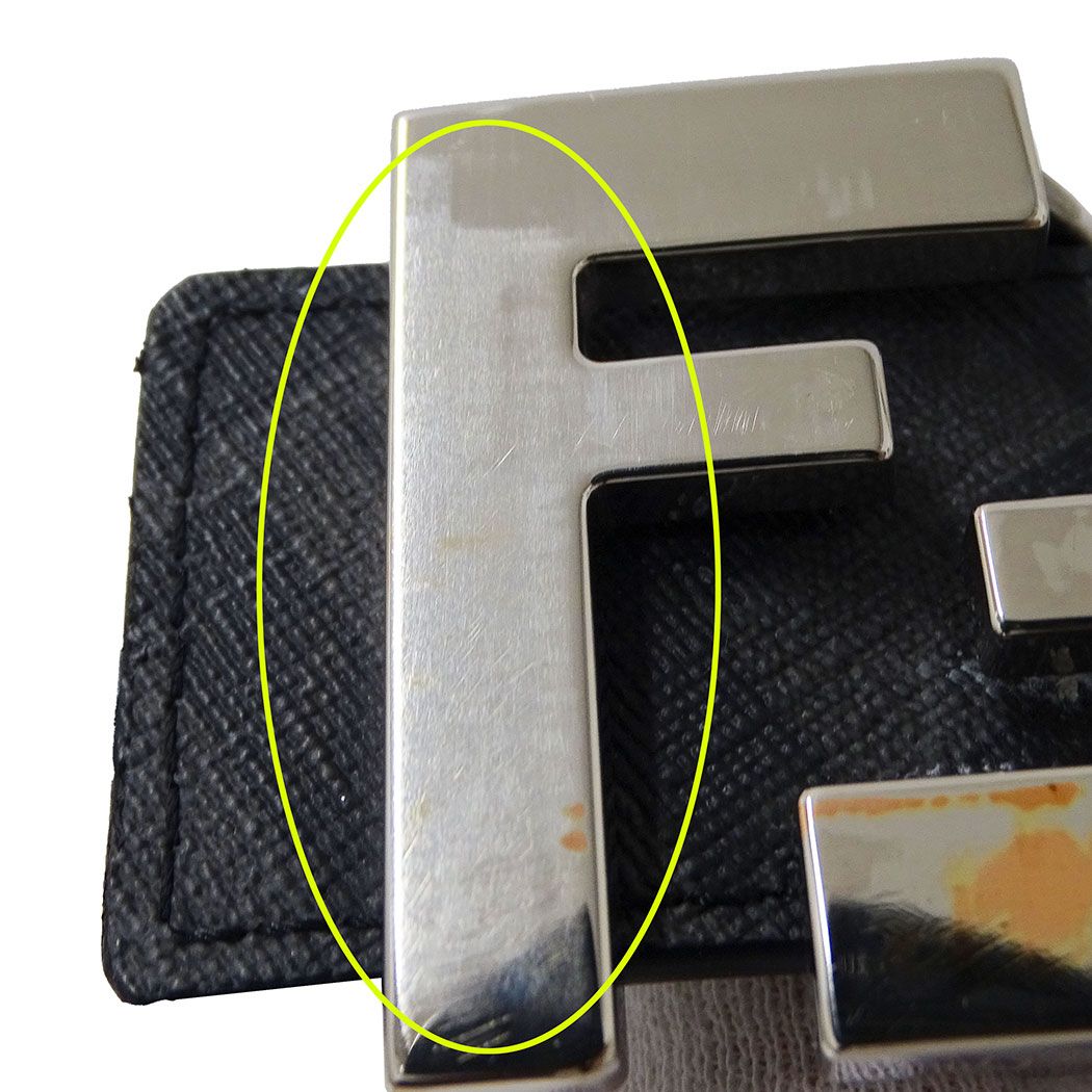 Fendi Belt Leather FF Square Black Reversible Logo — view 8