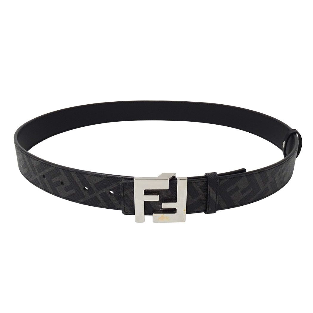 Fendi Belt Leather FF Square Black Reversible Logo — view 3