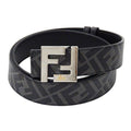 Fendi Belt Leather FF Square Black Reversible Logo