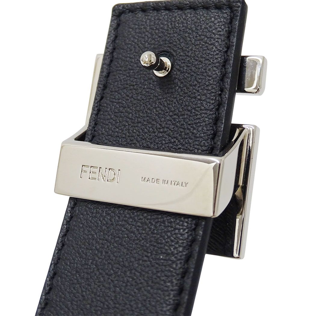 Fendi Belt Leather FF Square Black Reversible Logo — view 5