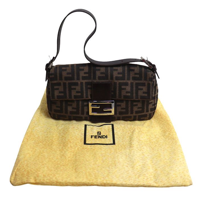 Fendi Zucca Baguette Shoulder Bag Brown