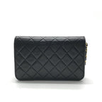 Chanel CC Logo Mini Quilted Chain Shoulder Bag Black Push Lock Lambskin — view 2