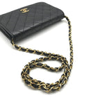 Chanel CC Logo Mini Quilted Chain Shoulder Bag Black Push Lock Lambskin — view 6