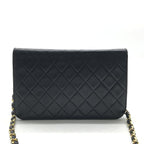 Chanel CC Logo Quilted Push Lock Lambskin Leather Chain Shoulder Bag Black — view 3