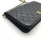 Chanel CC Logo Quilted Push Lock Lambskin Leather Chain Shoulder Bag Black — view 5