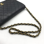 Chanel CC Logo Quilted Push Lock Lambskin Leather Chain Shoulder Bag Black — view 7