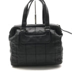 Chanel Choco Bar Leather Boston Hand Bag Shoulder Black Silver Bag — view 3