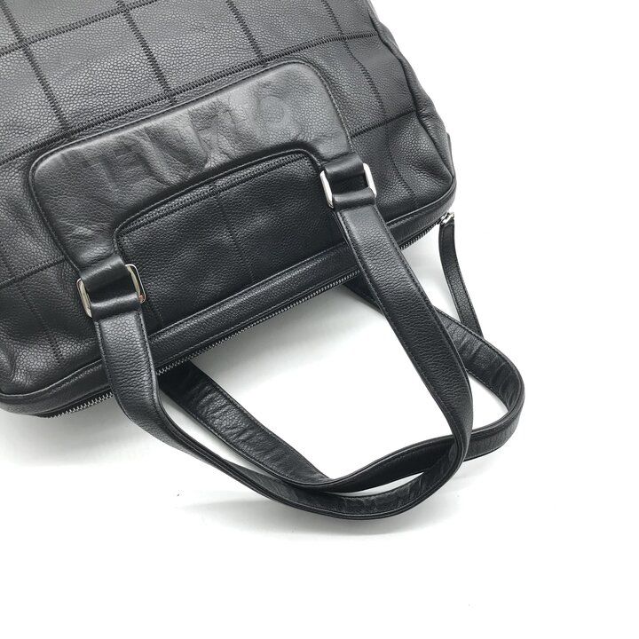 Chanel Choco Bar Leather Boston Hand Bag Shoulder Black Silver Bag — view 7