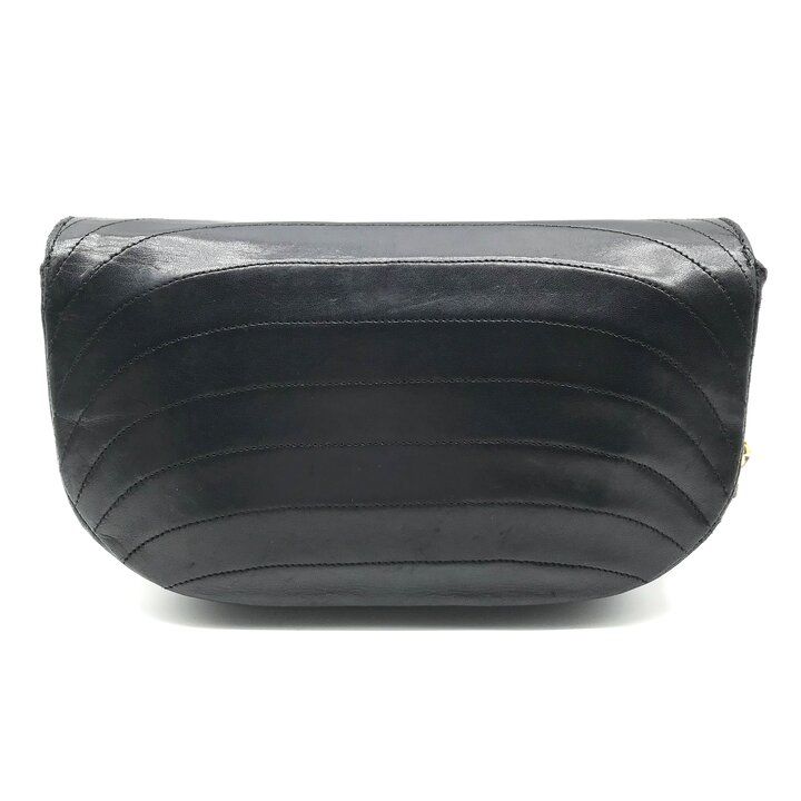 Chanel CC Logo Half Moon Turnlock Leather Chain Shoulder Bag Black — view 2