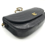Chanel CC Logo Half Moon Turnlock Leather Chain Shoulder Bag Black — view 4